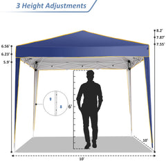 COBIZI  10'x10' Pop up Canopy Tent Commercial Instant Canopy with 4 Sidewalls & Carry Bag 4 Stakes & Ropes & Sandbags Portable Tent for Parties Beach Camping Party Event Shelter Sun Shade