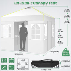 COBIZI Canopy 10'x10' Pop Up Canopy Tent 1-Button Push Easy up Outdoor Canopy Instant Portable Commercial Shelter Waterproof UPF50+ Gazebo with Reflective Strip, Air Vent & 4 Sandbags