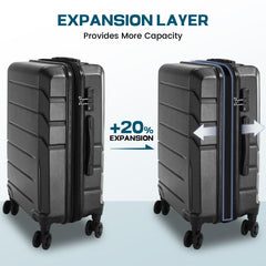 HOTEEL 3-Piece ABS+PC Hardshell Luggage Set,Expandable Travel Suitcases with TSA Lock & Silent Spinner Wheels (20/24/28", Black)