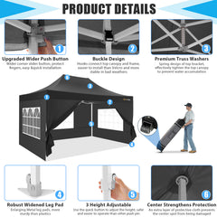 Hoteel 10'x15' Heavy Duty Canopy Tent with 4 Sidewalls,Pop up Canopy for Parties Wedding,Commercial Easy up Gazebo with Roller Bag,UV 50+&Waterproof