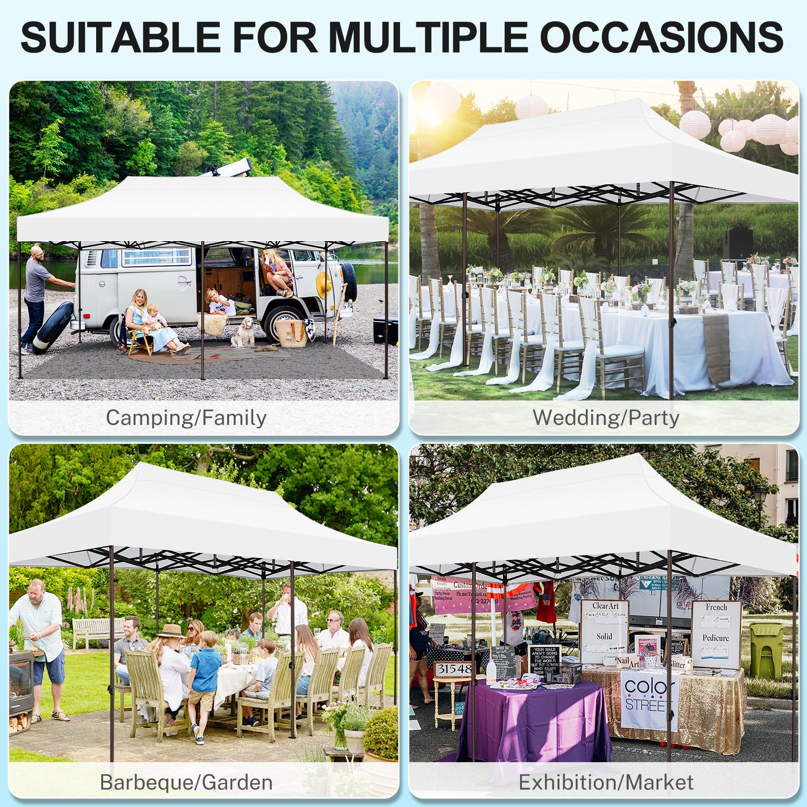 COBIZI 10x20 Pop Up Canopy Tent Heavy Duty with 6 Removable Sidewalls, Commercial Heavy Duty Pop Up Tent for Parties All Weather Waterproof and UV 50+ Wedding Tent with Roller Bag(Legs Upgraded)