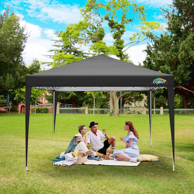 COBIZI 10'x10' Popup Canopy Waterproof Canopy with 4 Sidewalls Outdoor Commercial Instant Shelter Beach Camping Canopy Tent for Party, Black
