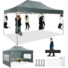 HOTEEL 10'x20' Canopy EZ Pop Up Canopy Anti-UV Waterproof Outdoor Tent Portable Party Wedding Instant Canopy Shelter All Season Tent Gazebo with 6 Removable Sidewalls, 4 Sandbags, Roller Bag