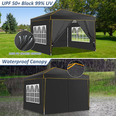 COBIZI 10x10 Pop up Canopy with Sidewalls,Waterproof Tent for Parties Wedding Event,Instant Outdoor Gazebos with Carry Bag,Stakes,Ropes & Sandbags