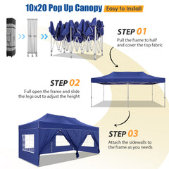 COBIZI 10x20 Pop Up Canopy Tent Heavy Duty with 6 Removable Sidewalls, Commercial Heavy Duty Pop Up Tent for Parties All Weather Waterproof and UV 50+ Wedding Tent with Roller Bag(Legs Upgraded)
