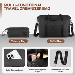 Hoteel 3 Piece Luggage Set,ABS+PC Hardside Suitcase with TSA Lock Spinner Wheels,5 PCS Carry On Travel Luggage with Duffel Bag and Toiletry Bag.(Black)