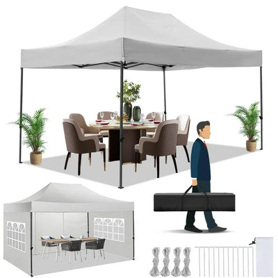 HOTEEL 10'x20' Canopy EZ Pop Up Canopy Anti-UV Waterproof Outdoor Tent Portable Party Wedding Instant Canopy Shelter All Season Tent Gazebo with 6 Removable Sidewalls, 4 Sandbags, Roller Bag