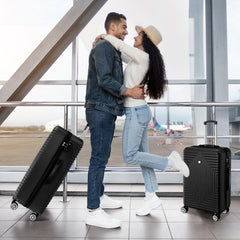 HOTEEL Luggage 3 Piece Set, Suitcase Set with Spinner Wheels & TSA Lock, 20 in Hardside Lightweight Luggage Set with duffel bag & toiletry bag, Black
