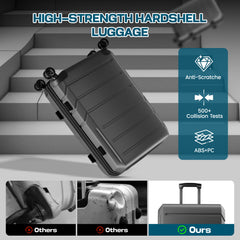 HOTEEL 3-Piece ABS+PC Hardshell Luggage Set,Expandable Travel Suitcases with TSA Lock & Silent Spinner Wheels (20/24/28", Black)