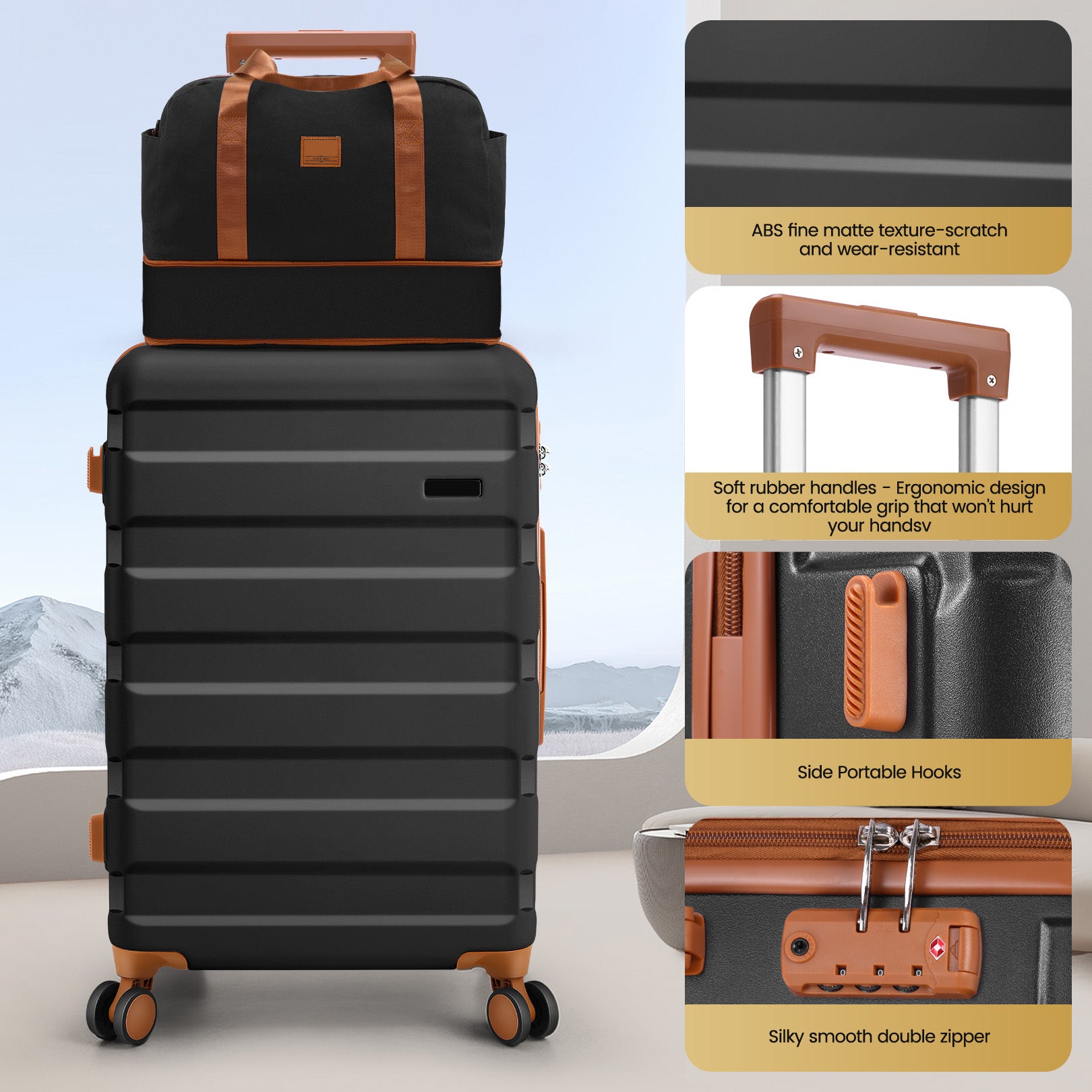 Hoteel 3-Piece Luggage Set-20" Carry-On with Spinner Wheels&TSA Lock ,Lightweight Hardside Travel Set for Business & Vacation