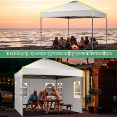 COBIZI Canopy 10'x10' Pop Up Canopy Tent 1-Button Push Easy up Outdoor Canopy Instant Portable Commercial Shelter Waterproof UPF50+ Gazebo with Reflective Strip, Air Vent & 4 Sandbags