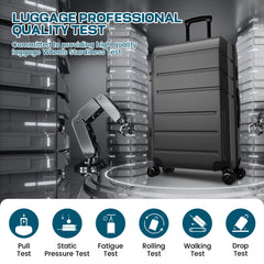 HOTEEL 3-Piece ABS+PC Hardshell Luggage Set,Expandable Travel Suitcases with TSA Lock & Silent Spinner Wheels (20/24/28", Black)