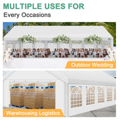 HOTEEL 20'x 40' Large Heavy Duty Outdoor Canopy Party Tent with 8 Removable Sidewalls, UV 50+, Waterproof, Wedding Event Shelter Gazebo, Easy to Set up, Big Tent for Birthday Party, BBQ, White
