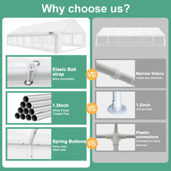HOTEEL 20'x 40' Large Heavy Duty Outdoor Canopy Party Tent with 8 Removable Sidewalls, UV 50+, Waterproof, Wedding Event Shelter Gazebo, Easy to Set up, Big Tent for Birthday Party, BBQ, White