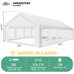 HOTEEL 20'x 40' Large Heavy Duty Outdoor Canopy Party Tent with 8 Removable Sidewalls, UV 50+, Waterproof, Wedding Event Shelter Gazebo, Easy to Set up, Big Tent for Birthday Party, BBQ, White