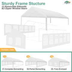 HOTEEL 20'x 40' Large Heavy Duty Outdoor Canopy Party Tent with 8 Removable Sidewalls, UV 50+, Waterproof, Wedding Event Shelter Gazebo, Easy to Set up, Big Tent for Birthday Party, BBQ, White
