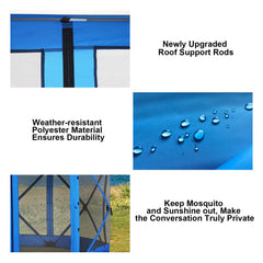HOTEEL 12' x 12' Portable Pop-Up Outdoor Camping Gazebo, Screen Room with Mosquito Nettings, Waterproof, UV, Hub Tent Instant Screened Tent Canopy Shelter with Ground Stakes & Carry Bag, Beige