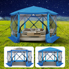 HOTEEL 12x12 Portable Pop-Up Outdoor Camping Gazebo, Screen Tent with Mosquito Nettings, Waterproof, UV, Bite Proof, Removable top Glamping Canopy with Carry Bag, Gray