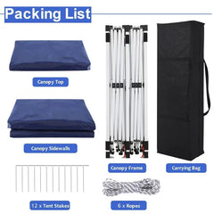 YUEBO 10'x20' Ez Pop Up Canopy Tent Commercial Instant Canopies with 6 Removable Side Walls Portable & Carrying Bag for Patio Picnic Carport Party Wedding, Blue Navy