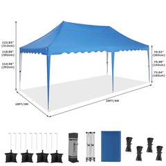 HOTEEL Canopy 10'x20' Pop Up Canopy Tent Heavy Duty Waterproof Adjustable Commercial Instant Canopy Outdoor Party Canopy Parties,Wedding,Outside Patio,Event,Backyard,Blue
