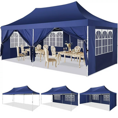 YUEBO 10'x20' Ez Pop Up Canopy Tent Commercial Instant Canopies with 6 Removable Side Walls Portable & Carrying Bag for Patio Picnic Carport Party Wedding, Blue Navy