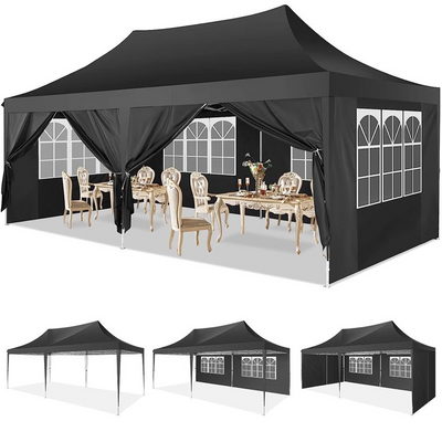 YUEBO 10'x20' Ez Pop Up Canopy Tent Commercial Instant Canopies with 6 Removable Side Walls Portable & Carrying Bag for Patio Picnic Carport Party Wedding, Blue Navy