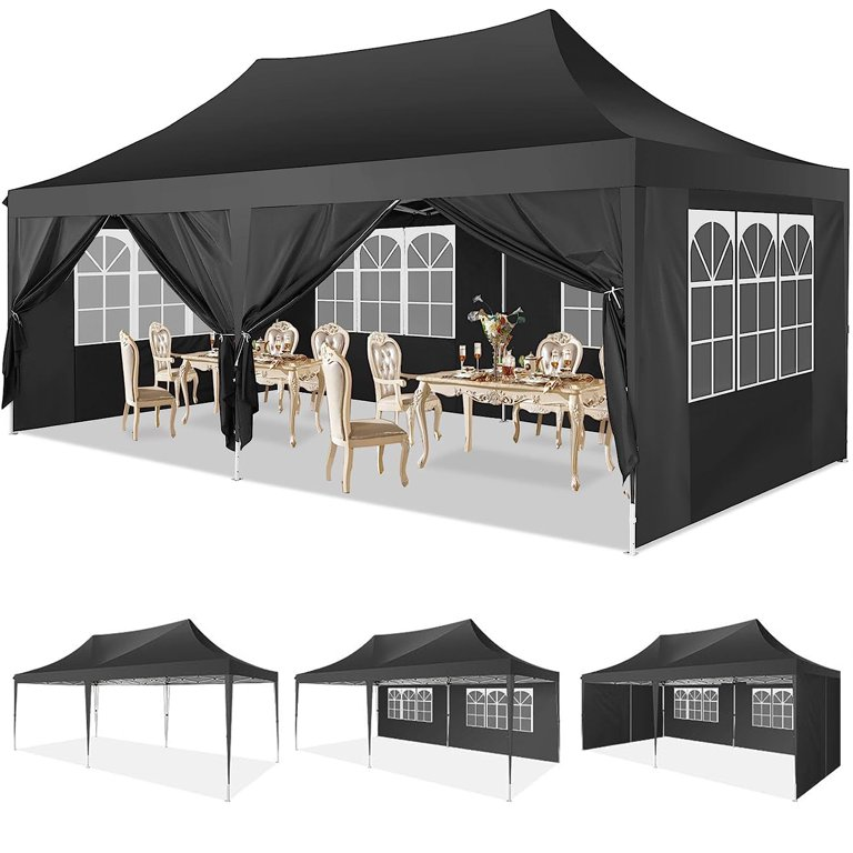 YUEBO 10'x20' Ez Pop Up Canopy Tent Commercial Instant Canopies with 6 Removable Side Walls Portable & Carrying Bag for Patio Picnic Carport Party Wedding, Blue Navy