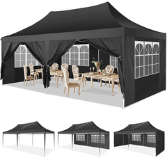 YUEBO 10'x20' Ez Pop Up Canopy Tent Commercial Instant Canopies with 6 Removable Side Walls Portable & Carrying Bag for Patio Picnic Carport Party Wedding, Blue Navy