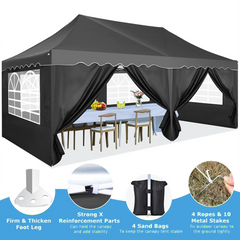 YUEBO Canopy 10' x 20' Pop Up Canopy Tent Heavy Duty Waterproof Adjustable Commercial Instant Canopy Outdoor Party Canopy Parties,Wedding,Outside Patio,Event,Backyard,Black