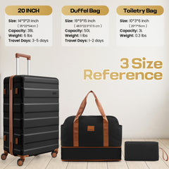 Hoteel 3-Piece Luggage Set-20" Carry-On with Spinner Wheels&TSA Lock ,Lightweight Hardside Travel Set for Business & Vacation