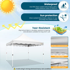 HOTEEL 10'x10' Pop Up Canopy , UPF 50+ Easy Setup Canopy Tent Waterproof Outdoor Instant Portable Shelter with 4 Removable Sidewalls, Sandbags, Stakes & Ropes for Party, Events, Vendor, White