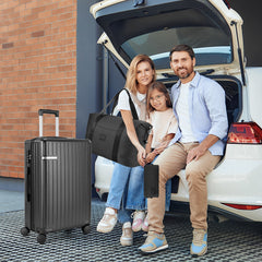 Hoteel 3 Piece Luggage Set,ABS+PC Hardside Suitcase with TSA Lock Spinner Wheels,5 PCS Carry On Travel Luggage with Duffel Bag and Toiletry Bag.(Black)