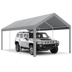 Hoteel 12'x20' Carport Heavy Duty Galvanized Car Canopy Tents with Powder-Coated Steel Frame, Quick Assembly Steel Shelter with All-Season Tarp for Outdoor Truck Boat Car Port Party Storage, Khaki
