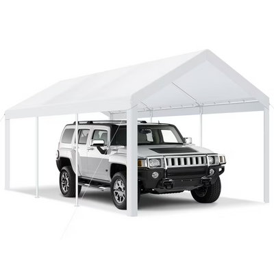 Hoteel 12'x20' Carport Heavy Duty Galvanized Car Canopy Tents with Powder-Coated Steel Frame, Quick Assembly Steel Shelter with All-Season Tarp for Outdoor Truck Boat Car Port Party Storage, Khaki