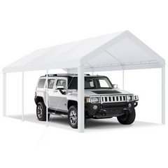 Hoteel 12'x20' Carport Heavy Duty Galvanized Car Canopy Tents with Powder-Coated Steel Frame, Quick Assembly Steel Shelter with All-Season Tarp for Outdoor Truck Boat Car Port Party Storage, Khaki