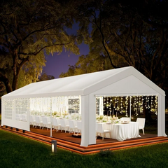 HOTEEL 20x20 Party Tent Heavy Duty with Removable Sidewalls & 4 Built-in Sandbags, Commercial Wedding Large Tent, UV 50+, Waterproof, White