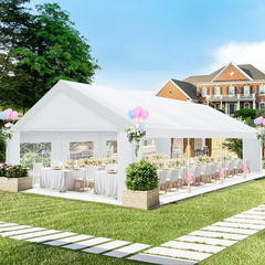 HOTEEL 20x20 Party Tent Heavy Duty with Removable Sidewalls & 4 Built-in Sandbags, Commercial Wedding Large Tent, UV 50+, Waterproof, White