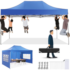 HOTEEL 10x15 Heavy Duty Canopy, Pop up Commercial Canopy Tent with 4 Sidewalls, Easy Up Wedding Party Tent, Outdoor Instant Carport Gazebo