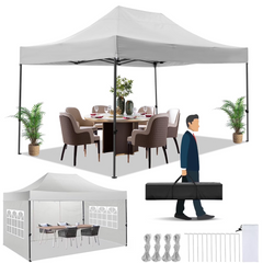 HOTEEL 10x15 Heavy Duty Canopy, Pop up Commercial Canopy Tent with 4 Sidewalls, Easy Up Wedding Party Tent, Outdoor Instant Carport Gazebo