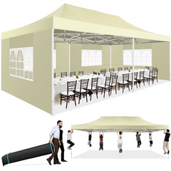COBIZI 13‘ x 26' Heavy Duty Pop up Canopy with 6 Sidewalls, 2 Height Adjustable Commercial Tent,100% Waterproof Party Wedding Tent,Outdoor Gazebo with Wheeled Bag