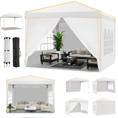 HOTEEL Pop up Canopy Tent 10x10 Commercial Instant Canopy with 4 Sidewalls & Carry Bag,Portable Tent for Parties Beach Camping Party Event Shelter Sun Shade