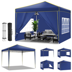 HOTEEL Pop up Canopy Tent 10x10 Commercial Instant Canopy with 4 Sidewalls & Carry Bag,Portable Tent for Parties Beach Camping Party Event Shelter Sun Shade