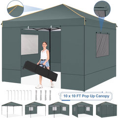 COBIZI 10'x10' Pop Up Canopy Tent with 4 Removable Sidewalls,Waterproof Commercial Instant Gazebo Outdoor Tents for Party/Exhibition/Picnic with Carry Bag