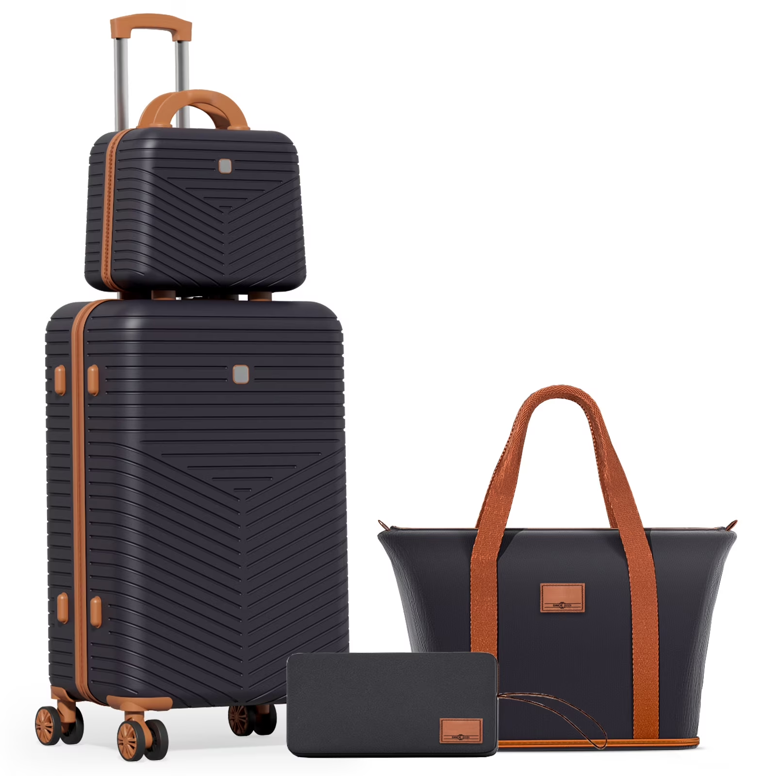 HOTEEL 4 Piece Carry On Luggage Sets,Lightweight Travel Suitcase Set with TSA Lock & Spinner Wheels(13/20in, Beige)