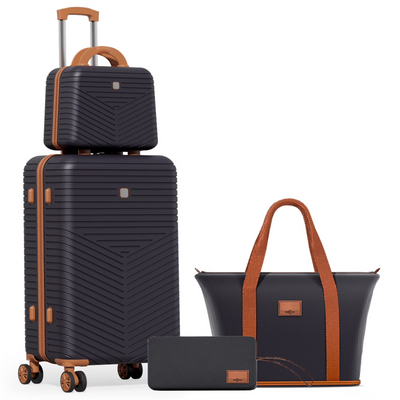 HOTEEL 3 Piece Hardside Luggage Set, TSA Lock, Lightweight Travel Cases with 360¡ãSpinner Wheels,Beige