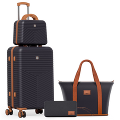 HOTEEL Luggage 3 Piece Set, Suitcase Set with Spinner Wheels & TSA Lock Hardside Lightweight Luggage Set 20in+24in+28in, Black