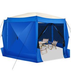 HOTEEL 15x15ft Outdoor Pop Up Gazebo for Camping, Screen House with Mosquito Netting, Waterproof, UV Resistant, Portable Carry Bag, Black