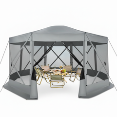HOTEEL 15x15ft Outdoor Pop Up Gazebo for Camping, Screen House with Mosquito Netting, Waterproof, UV Resistant, Portable Carry Bag, Black