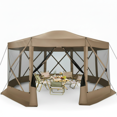HOTEEL 15x15ft Outdoor Pop Up Gazebo for Camping, Screen House with Mosquito Netting, Waterproof, UV Resistant, Portable Carry Bag, Black