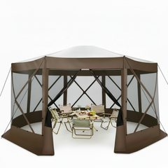 HOTEEL 15x15ft Outdoor Pop Up Gazebo for Camping, Screen House with Mosquito Netting, Waterproof, UV Resistant, Portable Carry Bag, Black